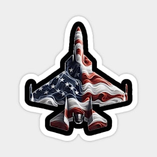 Fighter Jet Airplane American Flag Heart 4Th Of July Magnet