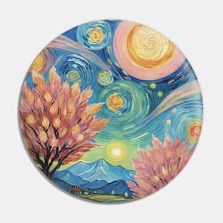 Starry Night Reverie: Van Gogh-Inspired Landscape Pin