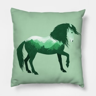 Dramabite Wild Horse Mustang Equine Double Exposure Wildlife Animal Pillow
