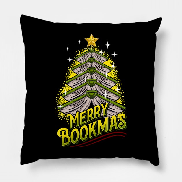 Merry Bookmas. Ugly Christmas Tree. Pillow by KsuAnn