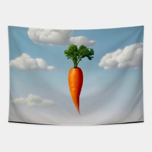 The Dangled Carrot: I Dwell in Possibility by Emily Dickinson on a Dark Background Tapestry