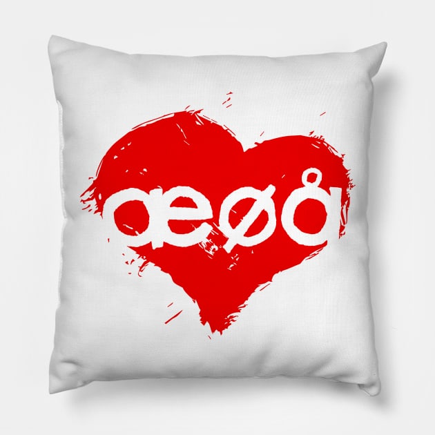 Love Norway Mutated Vowels Letters Alphabet Pillow by Bumblebeast