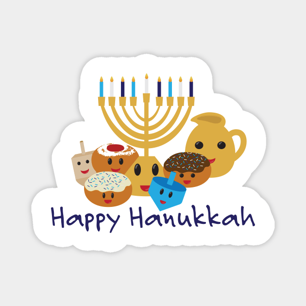 Happy Hanukkah and cute Hanukkah characters Magnet by sigdesign