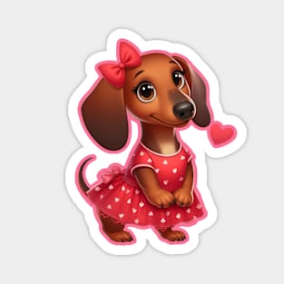 Dachshund Diva Valentine Glow Magnet