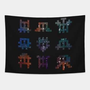 Watercolour Pixel Invaders Tapestry