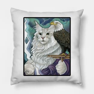 Cat Zeus - Black Outlined Version Pillow