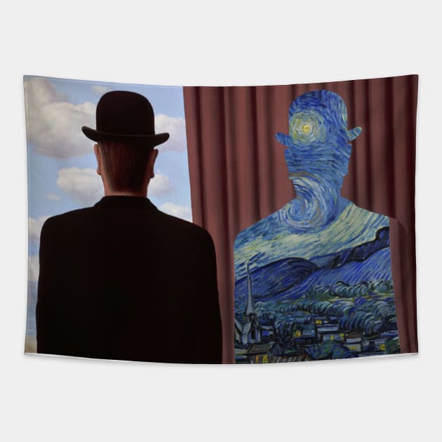 Magritte - Decalcomania / Van Gogh - Starry Night Tapestry by Paskwaleeno