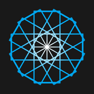 Glowing circular geometric pattern in blue T-Shirt