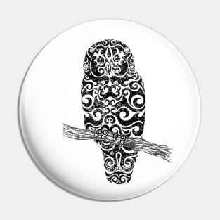 Swirly Owl (black) Pin