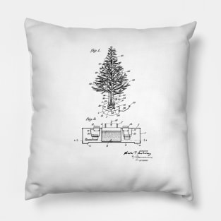 Artificial Christmas Tree Vintage Patent Hand Drawing Pillow