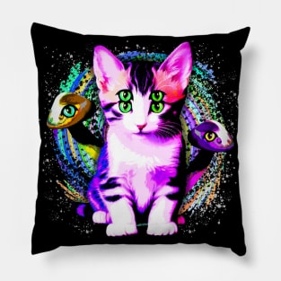 Kitty Cat Psychic Aesthetics Cute Surreal Pet Pillow