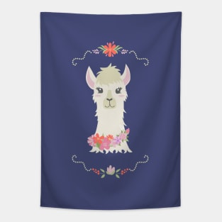 Floral Bust of a Llama Tapestry