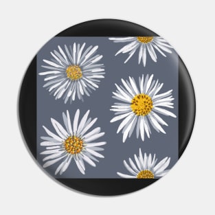 White asters on slate gray, dense Pin