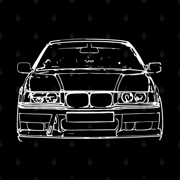 White E36 Car Sketch Art by DemangDesign