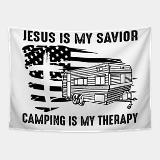 Jesus Is My Savior Camping Is My Therapy Tapestry
