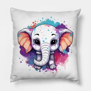 happy elephant cartoon v4 Pillow