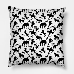 Black and White Horse Pattern Pillow