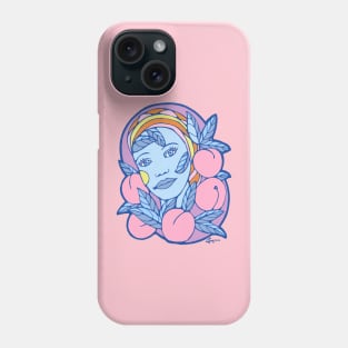 Blue Girl With Pink Peaches Phone Case