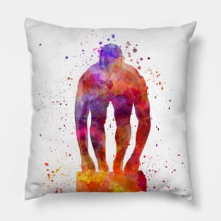 Swimmer in watercolor Pillow