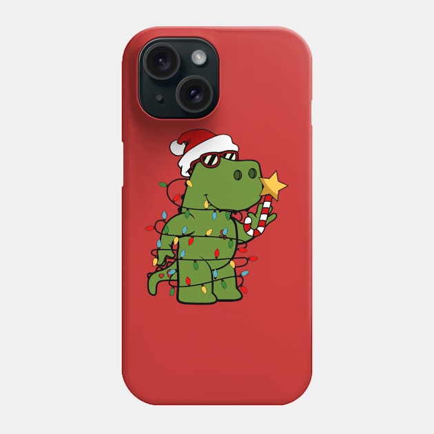 Funny T-Rex Christmas tree dinosaur lover Xmas gift gift Phone Case by BadDesignCo