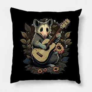 Opossum live laugh love with guitar Pillow