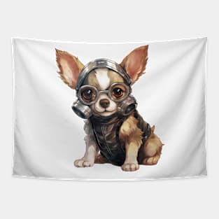 Chihuahua Dog Wearing Gas Mask Tapestry