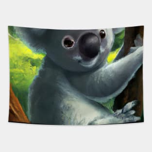 A koala hanging from a tree Tapestry