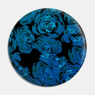 Blue Peonies Floral Pattern Pin