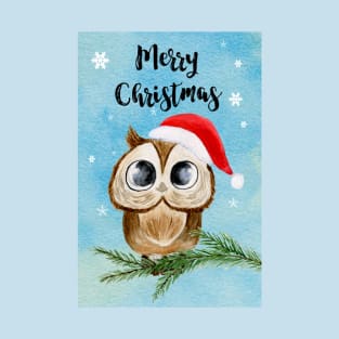 Watercolo Christmas Owl T-Shirt