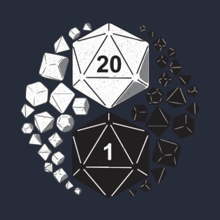 D20 Yin Yang DnD Dice Dungeons and Dragons Print T-Shirt