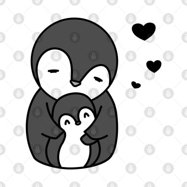 Penguins Mother Child Family Cute Kawaii Hearts Love Forever Couple Gift Together Vegan Animal Protect by Kibo2020