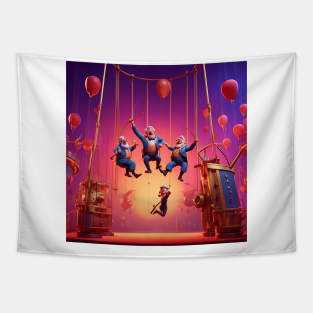 Pensioners as trapeze Artists Tapestry