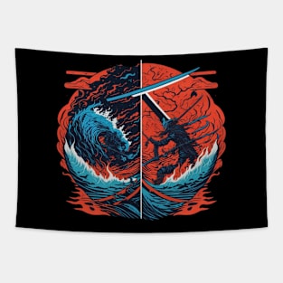 colorful twin katana Tapestry