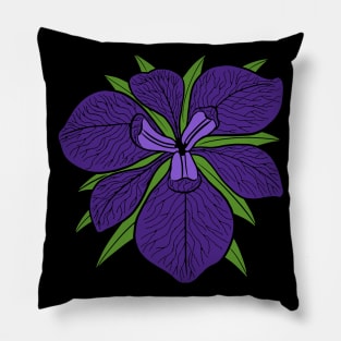 Purple Iris Flower Pillow