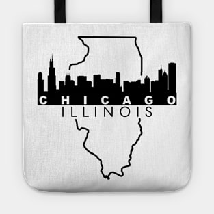 Chicago Illinois Skyline Black Border Tote