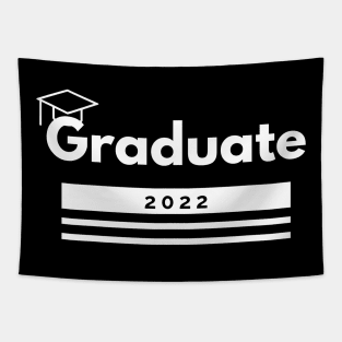 Graduate 2022. Simple Typography Black Graduation 2022 Design with Graduation Cap. Tapestry