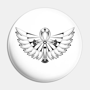 Ankh with Wings ( White ) Pin