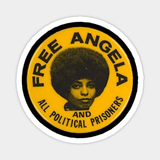 Free Angela and all political prisoners - Retro Button Magnet