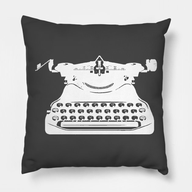 White Typewriter Pillow by teepublic9824@ryanbott.com