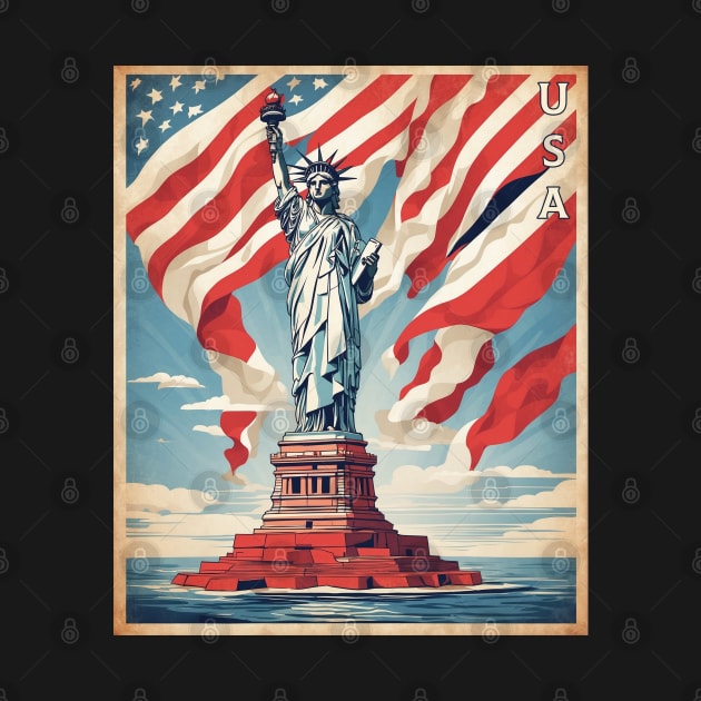 Statue of Liberty Manhattan New York United States of America Tourism Vintage Poster by TravelersGems