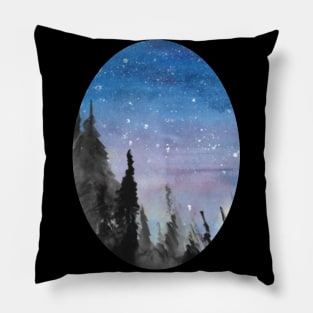 Night sky watercolour shirt design - astronomy inspired fine art Pillow