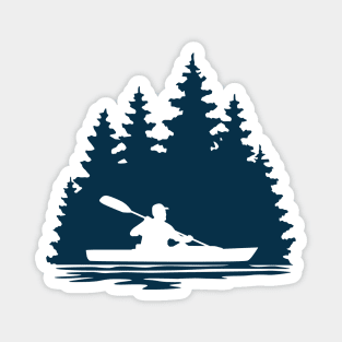 Silhouette of a Kayker Paddling Magnet