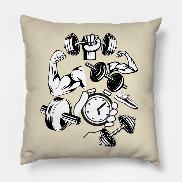 fitness, gym lover, workout Pillow by twitaadesign