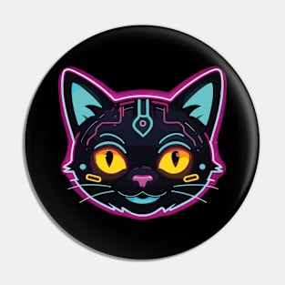 neon cyberpunk cat graphic Pin