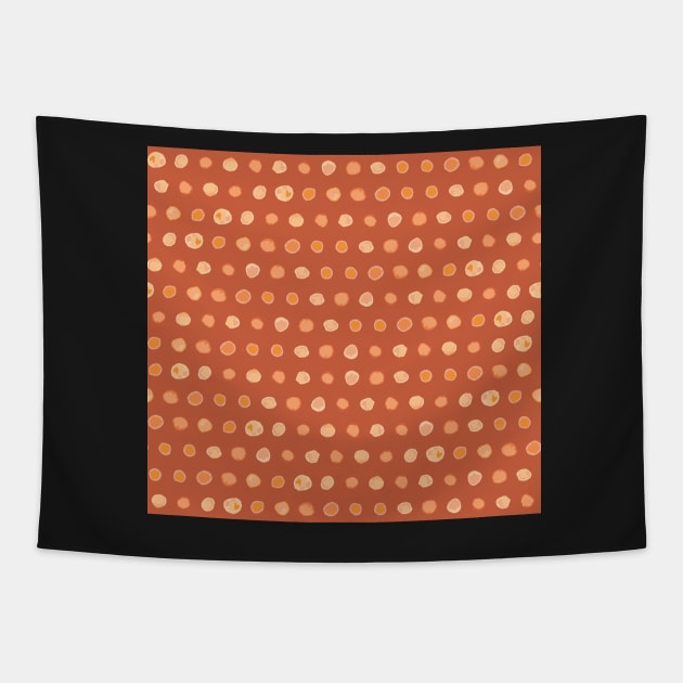 Watercolor dot to dot in orange and cream Tapestry by FrancesPoff