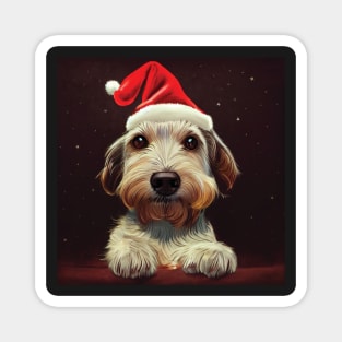 Cute Christmas Cockapoo Puppy in Santa Hat Art Magnet