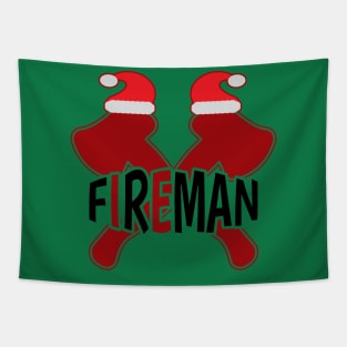Fireman Christmas, Cross Axe, Christmas, Fire, Firefighter Axe Tapestry