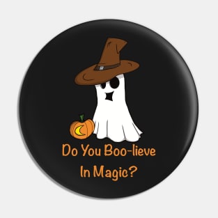 Funny Ghost Halloween Do You Boo-lieve In Magic Pun Pin