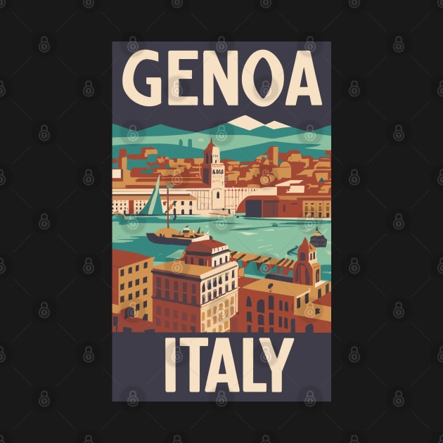 A Vintage Travel Art of Genoa - Italy by goodoldvintage