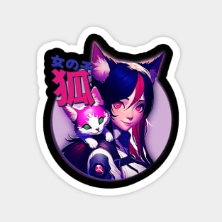 Anime Girl Space Girl Pink Cute Cat Magnet